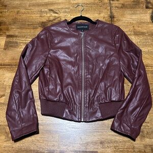 Who What Wear Women's Burgundy Faux Leather Bomber Jacket